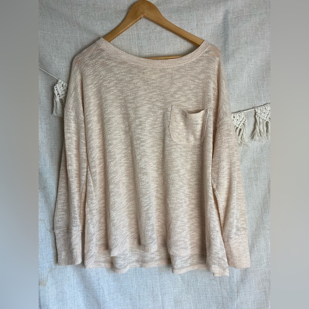 Anthropologie Maeve Light Pink Lightweight Long Sleeve Shirt Size L